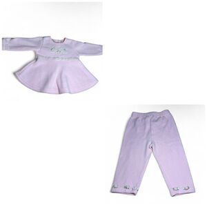 Y2K Kids Play Pink Floral Pant & Shirt Set 12M Two Piece Coordinated Cottagecore
